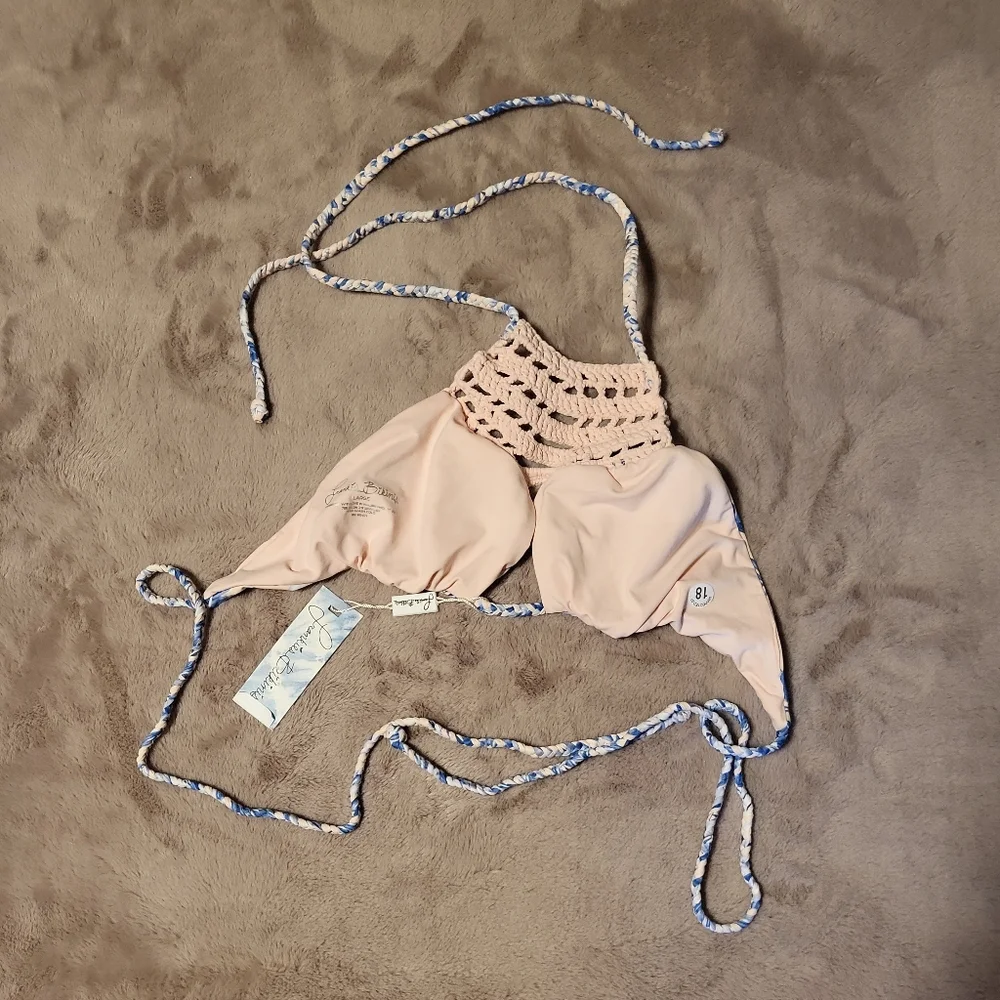 Frankie's Bikinis Top Mimi Bikini Top Hawaiian Blush Size L Brand New NWT